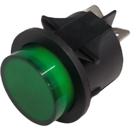 Bouton de montage ø 25mm vert 2NO 250V 16A Longueur totale 33mm