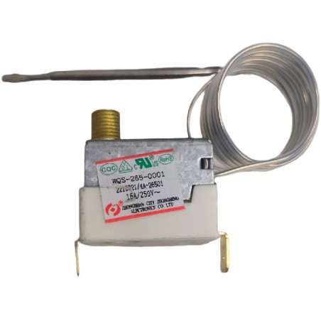 Termostato de seguridad 265ºC  WQS-265-001 16a 250V  Bulbo 70mm Capilar 1000mm