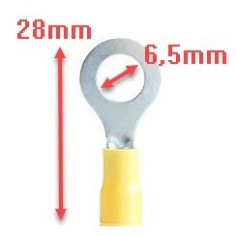 Terminal de cabo anular tamanho M6 ø6,5mm 4,0-6,0mm² Amarelo Pacote 20 unidades 550167