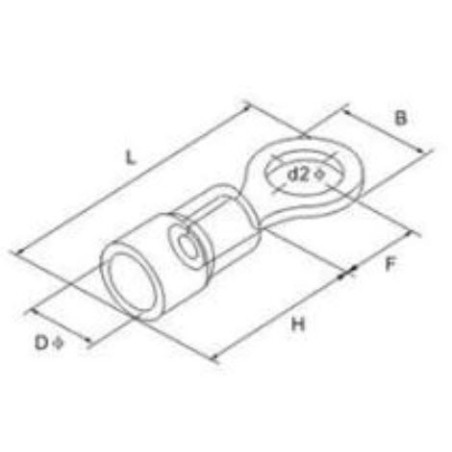 50 pièces terminal de câble annulaire Rouge taille œillet Ø3,5mm RV2-3.5 550624
