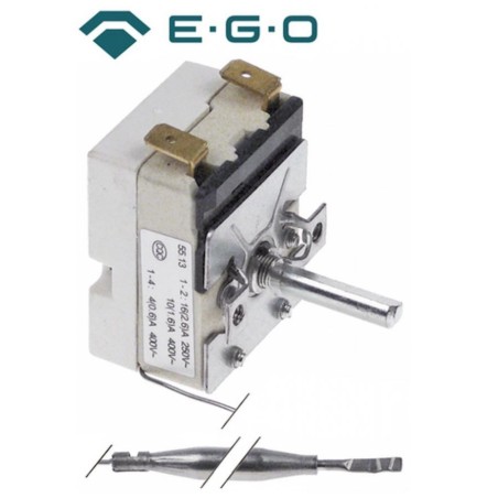 termóstato T máx 190°C margen de trabajo 60-190°C 1 polos 1NO 16A sonda ø 6mm sonda L 77mm EGO 55.13032.400