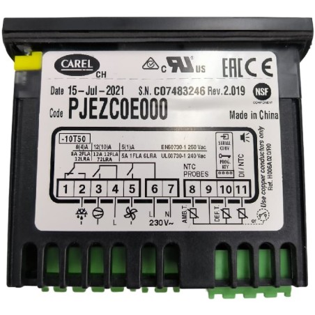 Termostato Digital Carel PJEZC0E000 230VAC 3 Relés Armario AMR-1100S