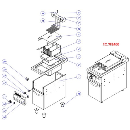 Turhan Electric Fryer Head Left Series 930 TC.9FE400 16500W