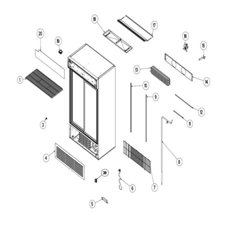 Junta de perfil Klimasan B6032176 S900b S1200SC L1308mm H18mm W37mm Despiece 34