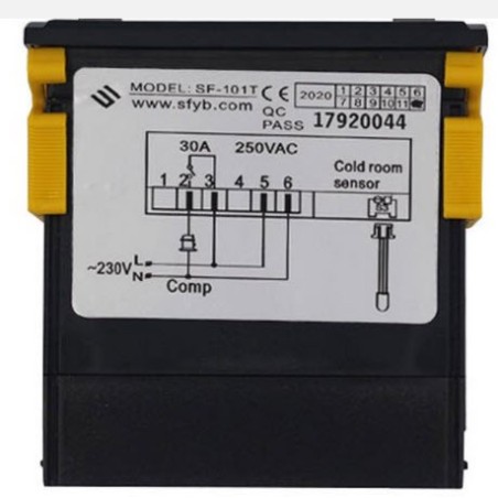 Contrôleur électronique SHANGFANG type SF-101T dimension de montage 71x29mm alimentation 230V tension AC NTC