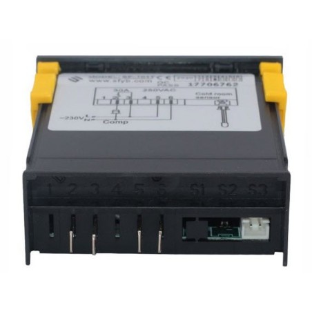 Controlador electrónico SHANGFANG tipo SF-101T medida de montaje 71x29mm aliment. 230V tensión AC NTC