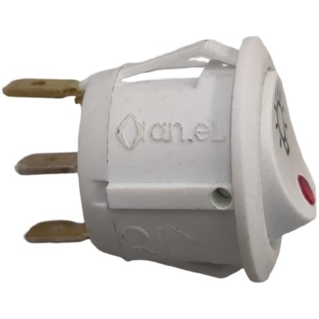 Interruptor basculante medida de montagem 20mm Branco Serigrafiado Iluminado 1NO 250V 10A 0-I Forno VNR