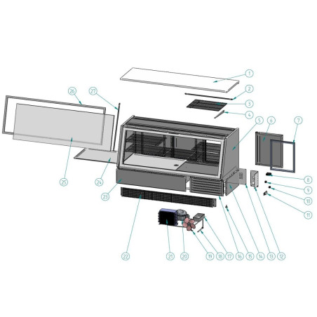 Closed Display Case with Hinged Glass 1500