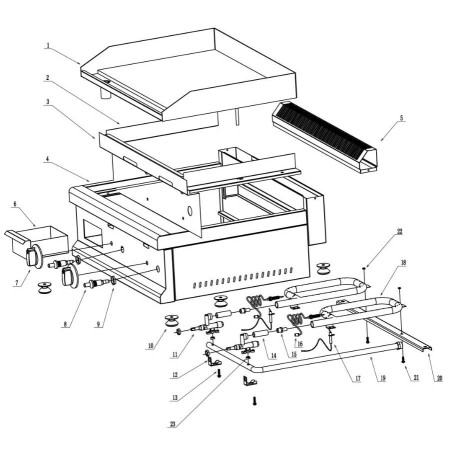Chimenea Plancha FRY-TOP acero inoxidable 700x60x65mm
