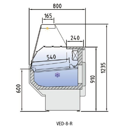 Vitrina Expositora VED-8-15-R 1500 Cristal Recto Frontal Negro