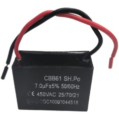 Starting Capacitor capacity 7µF 400VAC CBB61 51x25x35mm