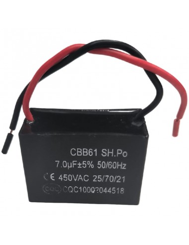 Condensador de Arranque capacidad 7µF 400VAC CBB61 51x25x35mm