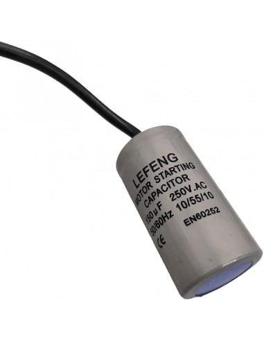 Condensador de Arranque capacidad 150µF 250V con cable 120mm Ø41 mm L82 mm