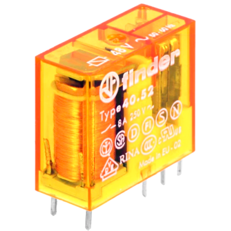 relé para circuito impresso Finder 48VAC 1CO a 250 V 8A 40.52.8.048.0000