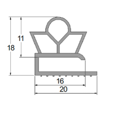Soft PVC Seal PT1365 Gray (3-meter strips)