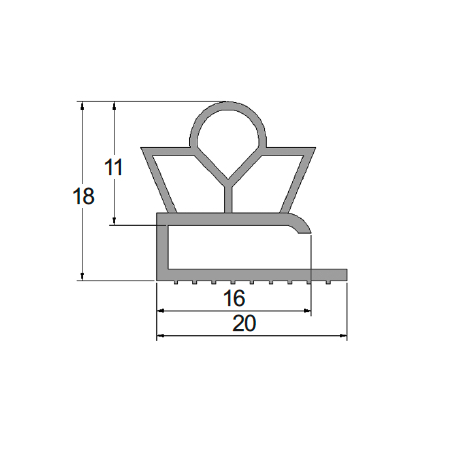 Soft PVC Seal PT1365 Gray (3-meter strips)