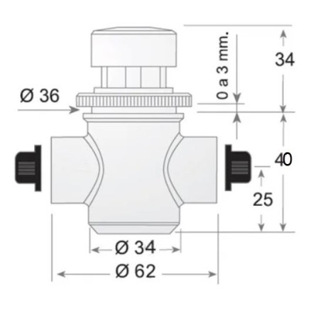 válvula de cierre automático válvula encastrada con rosca 1/2" H 73mm