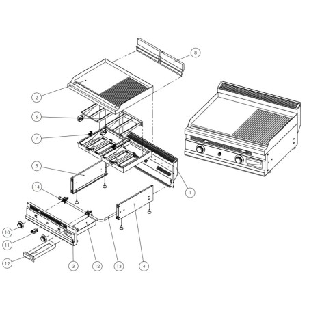 Tubo de alimentação de gás Turhan Frytop 2 torneiras