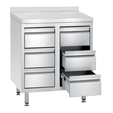 Mesa gaveteiro 1000X600X850mm + 100mm 6 gavetas