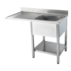 Pia Industrial Desmontável 1200x600mm Seno Direito 400x400x2500mm Com Bancada para Lava-Louças. 1 Prateleira