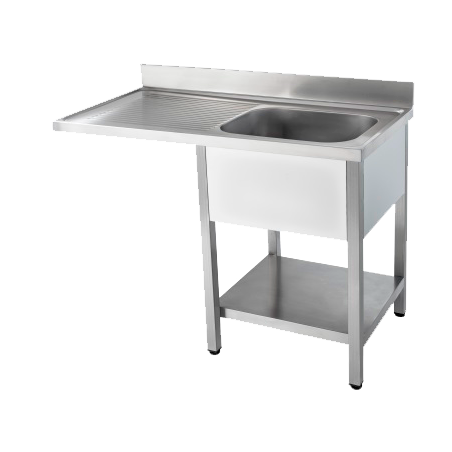 Pia Industrial Desmontável 1200x600mm Seno Direito 400x400x2500mm Com Bancada para Lava-Louças. 1 Prateleira