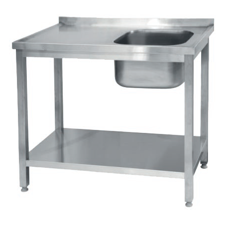 Fregadero Industrial Desmontable 1400x600mm 1 Seno Derecha 450x450x300mm Con Bancada. 1 Estante