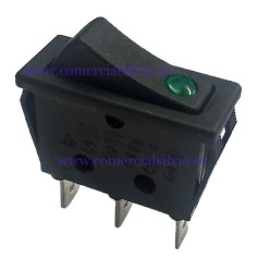interruptor basculante 30x11mm verde 1NO/lámpara 250V 16A empalm