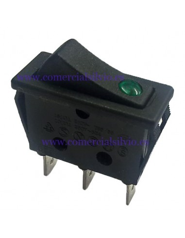 interruptor basculante 30x11mm verde 1NO/lámpara 250V 16A empalm