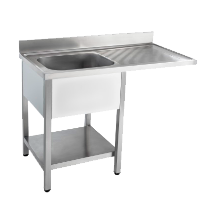 Removable Industrial Sink 1200x600mm Left Slope 400x400x2500mm With Dishwasher Bench. 1 Shelf