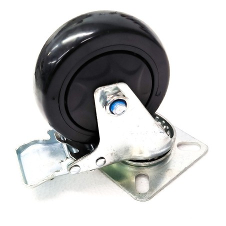 Roue pivotante en fibre ø 98mm H128mm Base 90x90mm Perçages 11x20mm avec frein