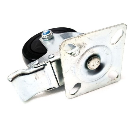 Rueda pivotante fibra ø 98mm H128mm Base 90x90mm Taladros 11x20mm con Freno