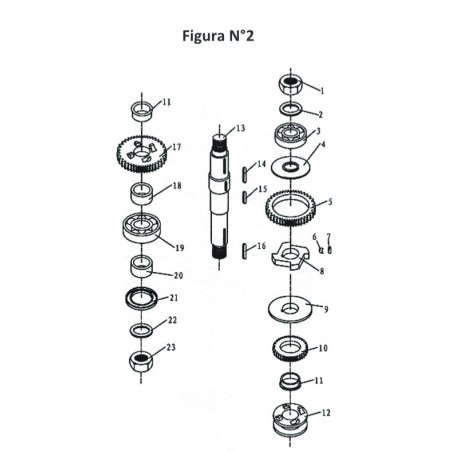 Axe mélangeur pétrin CT-B20L B20Cr L180mm Détail numéro 14 B20G-0045