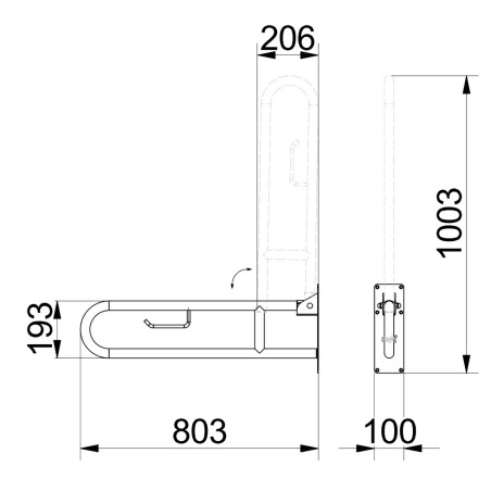 Barre d'appui murale escamotable de 800mm en inox