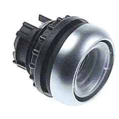 tecla medida de montaje ø22mm plata con lente negra 346271 346737