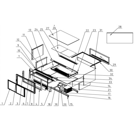 Vitrine étagère GN-1500 L1418mm Aile 375mm