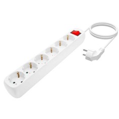 Regleta de 6 tomas Schuko con cable de 1,5 m en color blanco