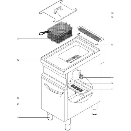 Double gas fryer GF722 monoblock