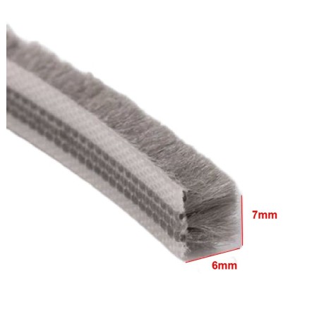 Brush strip for doors and windows 6x7mm x 1 meter
