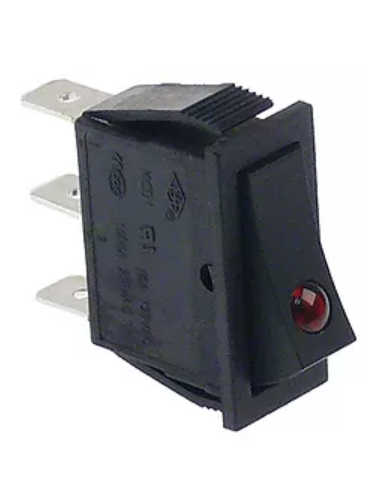 interruptor basculante rojo 1NO/lámpara 250V 16A iluminado 301039