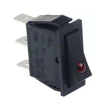 interruptor basculante vermelho 1NO/lâmpada 250V 16A iluminado 301039