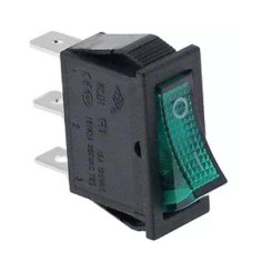 interruptor basculante 30x11mm verde 1NO/lâmpada 250V 16A 0-I emenda conector Faston 6,3mm