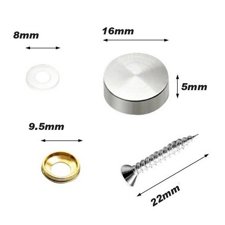 Tapa de tornillo embellecedor acero inoxidable 4 piezas