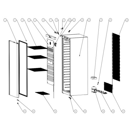 Support de charnière gauche armoire DR400 DR600 WR40.10 Plan de pièces numéro 12