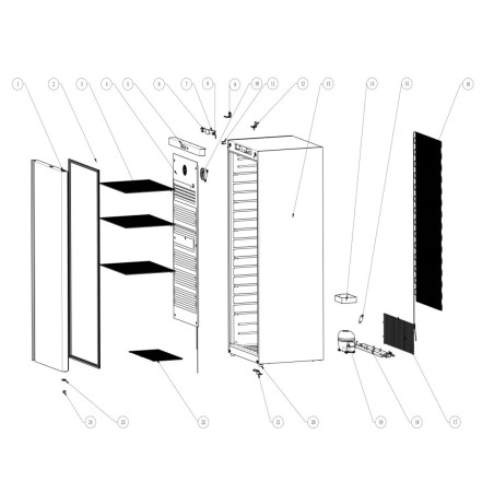Right hinge support cabinet DR400 DR600 WR40.07 Breakdown number 9