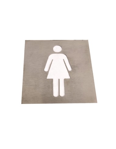 Cartel baño mujer placa de acero inoxidable 120x120x1mm