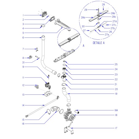 Dishwasher distributor bushing Fagor CO-110 119738 12141336 Breakdown 28C