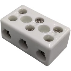 Conector de porcelana 3 polos conexiones Ø6mm
