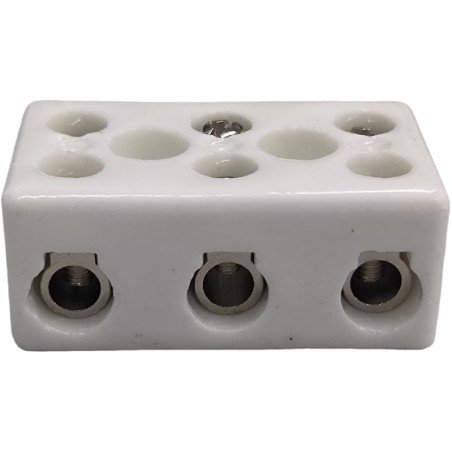 Connecteur en porcelaine 3 pôles connexions Ø6mm