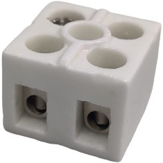 Conector de porcelana 2 polos conexões Ø4mm