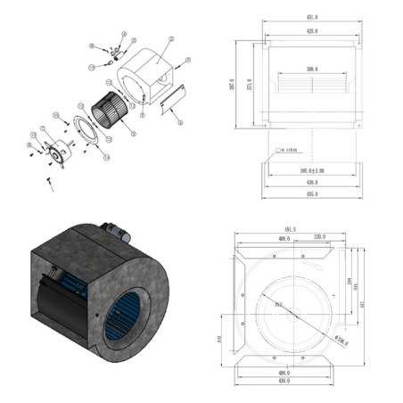 Ventilador centrífugo LKZ 12/12-6T 1 1/2T EFF